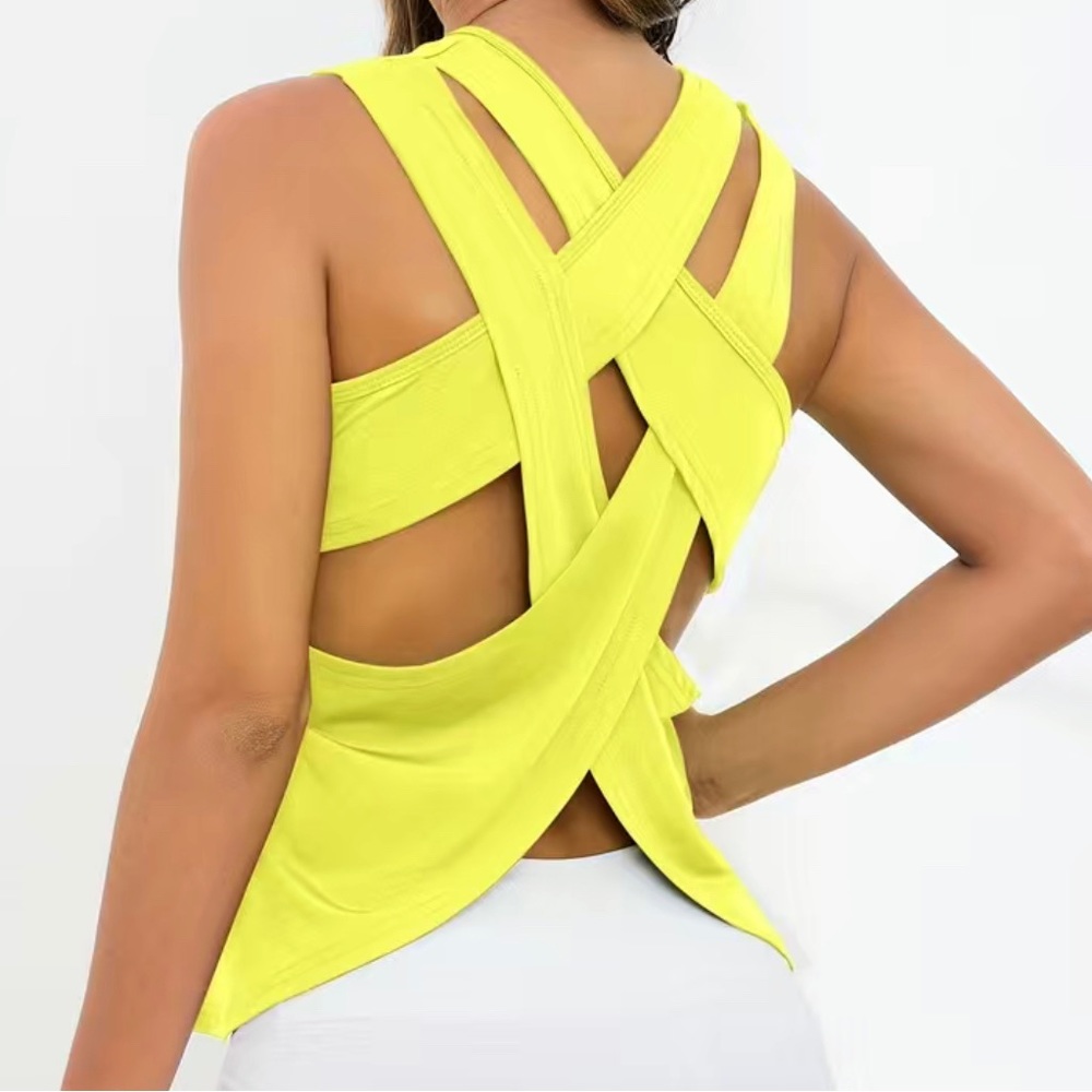 Crewneck criss cross sleeveless top - Picture 1 of 2